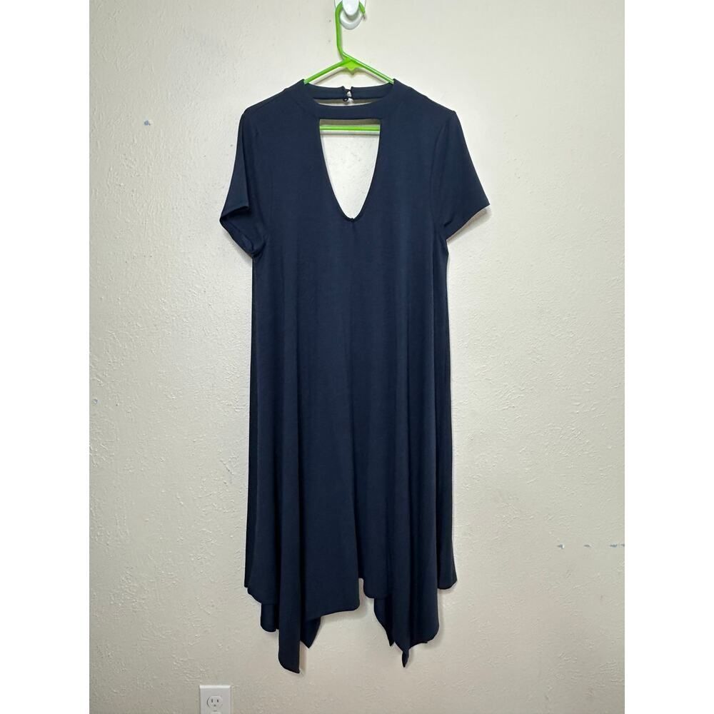 Torrid Mini Jersey Trapeze Navy Dress Cut Out Neckline Size Large 12 Flirt